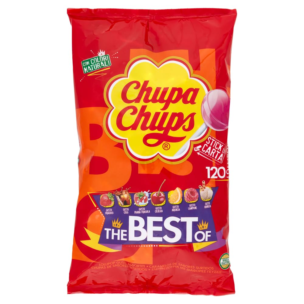 Chupa Chups Original Caramelo con Palo, de Sabores Variados, 120 x 12g