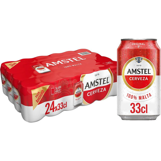 Cerveza Amstel 24 unid x 330 ml - Cerveza Rubia 100% Malta Amstel