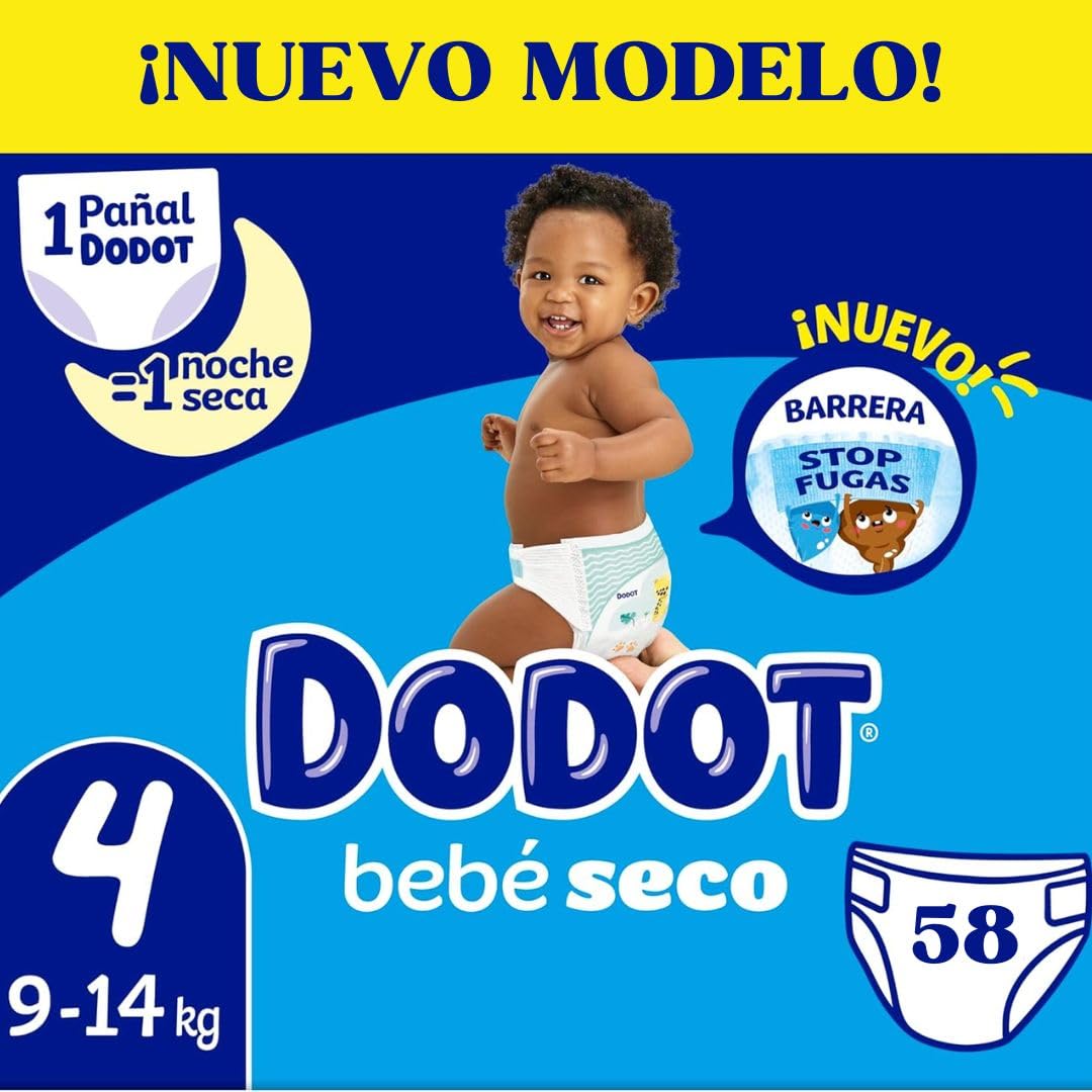 Pañal marca Dodot. Modelo BEBE SECO T-4 9-14KG. 58UD