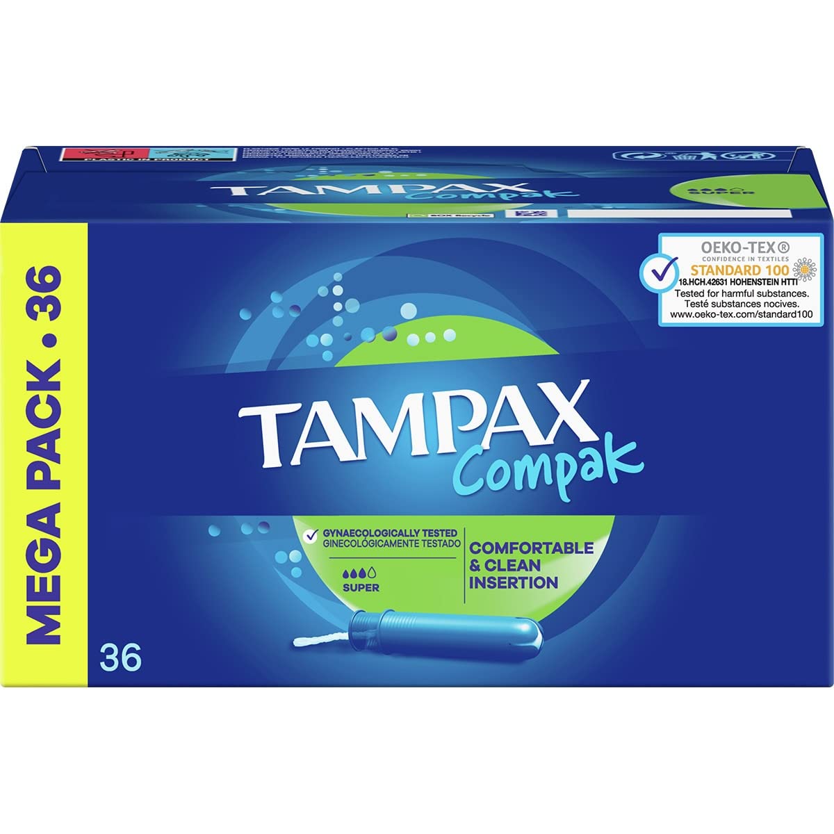 Tampax Compak SUPER Tampones - Mega Pack de 36 Unidades