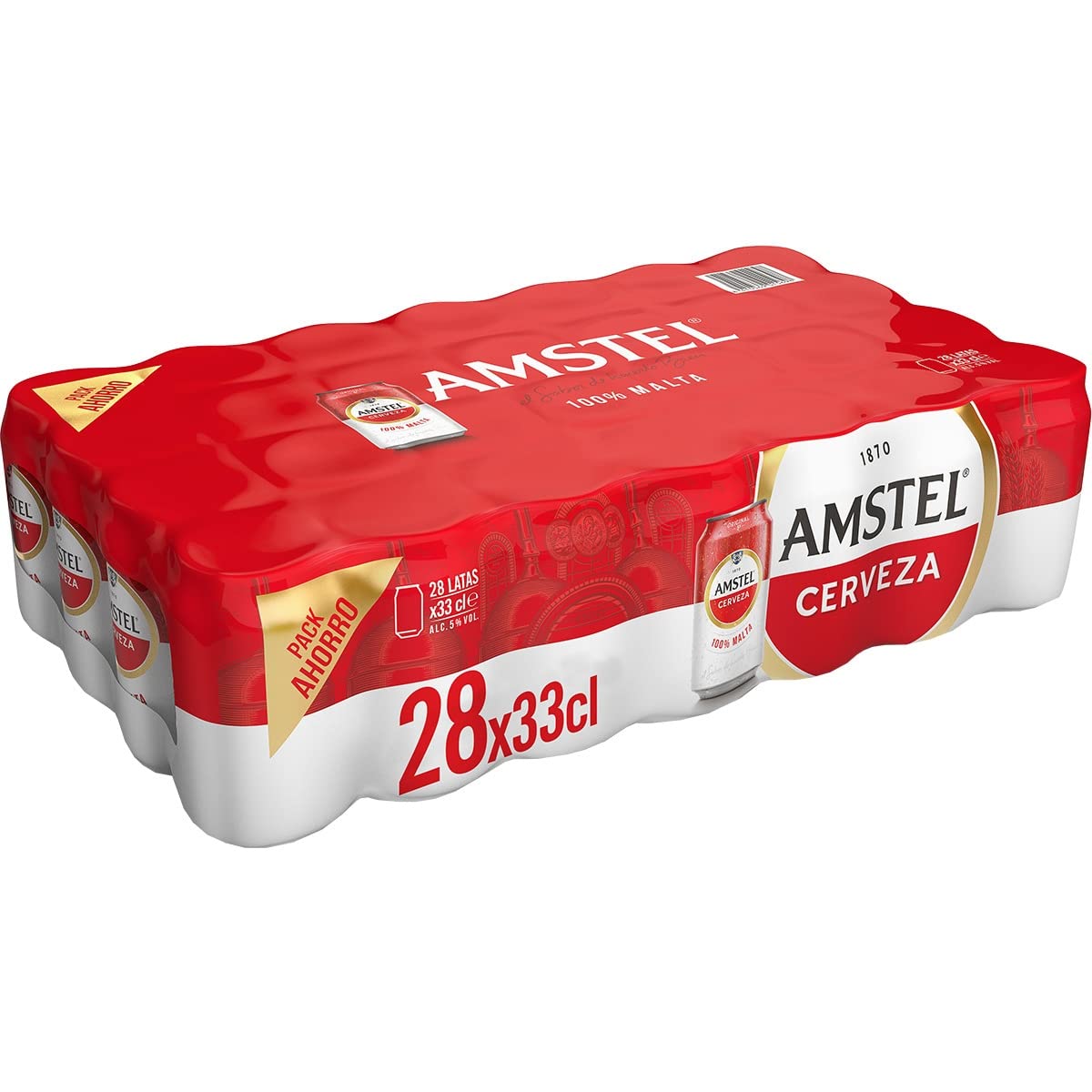 AMSTEL Cerveza rubia 100% Malta pack 28 latas 33 cl