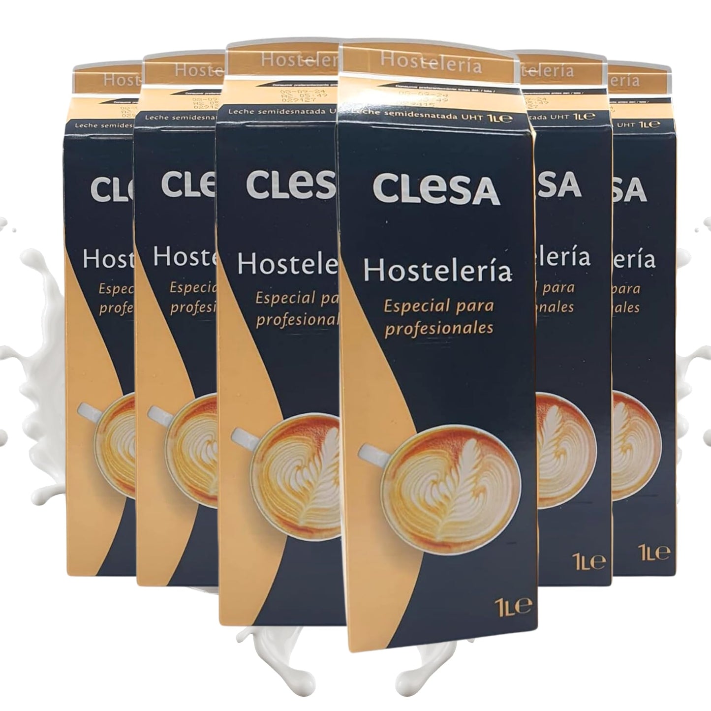 Leche Clesa SemiDesnatada Especial Hosteleria - 6 Bricks de 1 Litro - 100% Leche Gallega - Tapon Anti Goteo - 6 Litros Leche Hosteleria [CLESA]