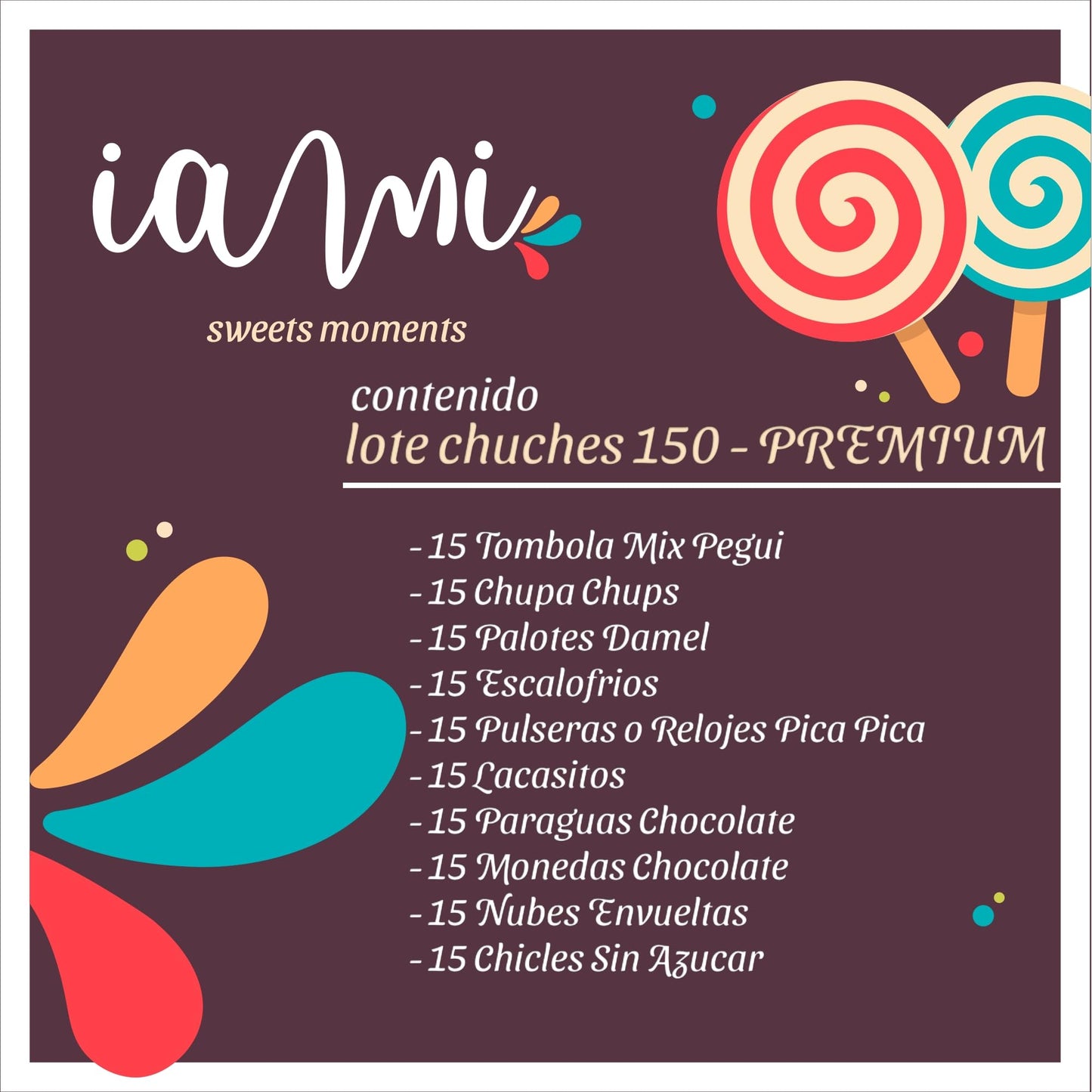 Pack Chuches Premium de 150 Unidades de Chuches para Piéatas, Cumpleaéos, Fiestas Infantiles. Golosinas de Marcas Premium y Envueltas. [IAMI]