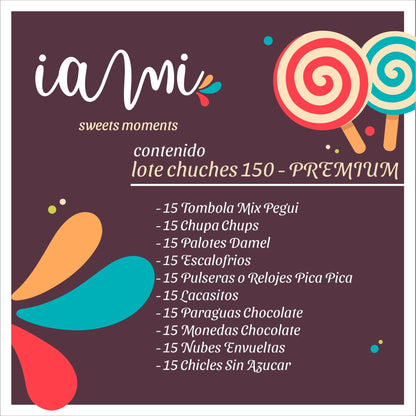 Pack Chuches Premium de 150 Unidades de Chuches para Piéatas, Cumpleaéos, Fiestas Infantiles. Golosinas de Marcas Premium y Envueltas. [IAMI]