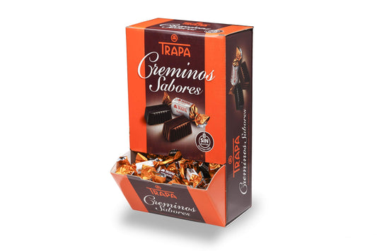 TRAPA - CREMINOS. Dispensador de Bombones Creminos Variados - Chocolate negro, Chocolate Blanco y Chocolate con Leche - 800 gr