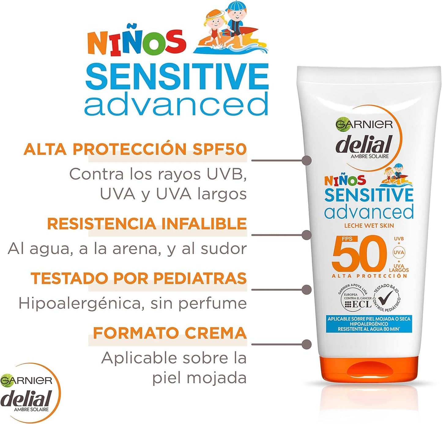 Protector Solar Delial Kids - IP50 - Pack de 2 Unid - Tubo 150 ml - Delial Ni?os Sensitive Advanced