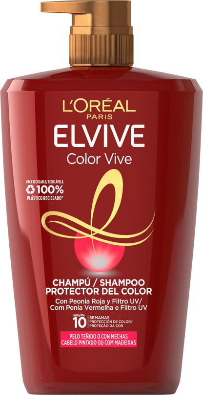 LOREAL PARIS Elvive Color Vive Champú Protector para el pelo teñido 1L