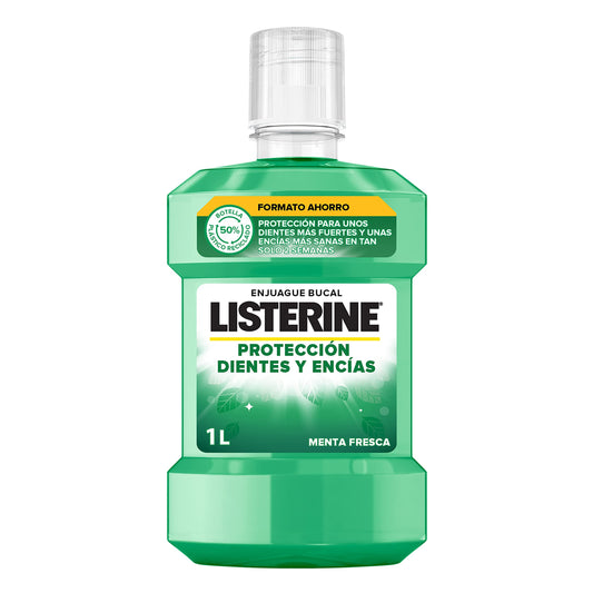 Listerine Protección Dientes y Encías (1 x 1L), enjuague bucal con flúor, colutorio bucal con 24 horas de protección, elixir bucal para un aliento fresco duradero