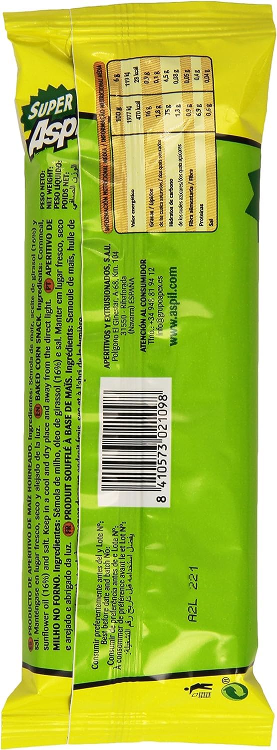 Gusanitos de Maiz Aspitos - Aspil - Super Aspitos Natural - Caja con 75 unidades