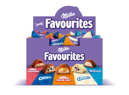 Milka Favourites, Surtido de Bombones Individuales, Caja de 108 Mini Chocolatinas, 1 kg