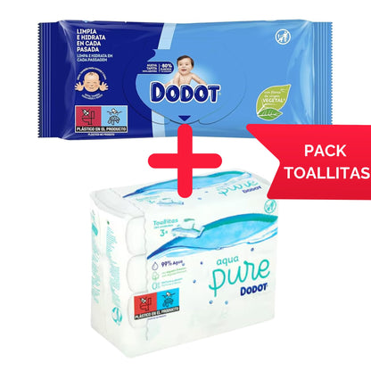 Pack Toallitas DermoActive (25 x 64uds) + Toallitas Pure Aqua Gratis (3 x 48uds) GRATIS - 1744 Toallitas | Piel suave y protegida para tu Bebé | Pack Ahorro Toallitas Bebe