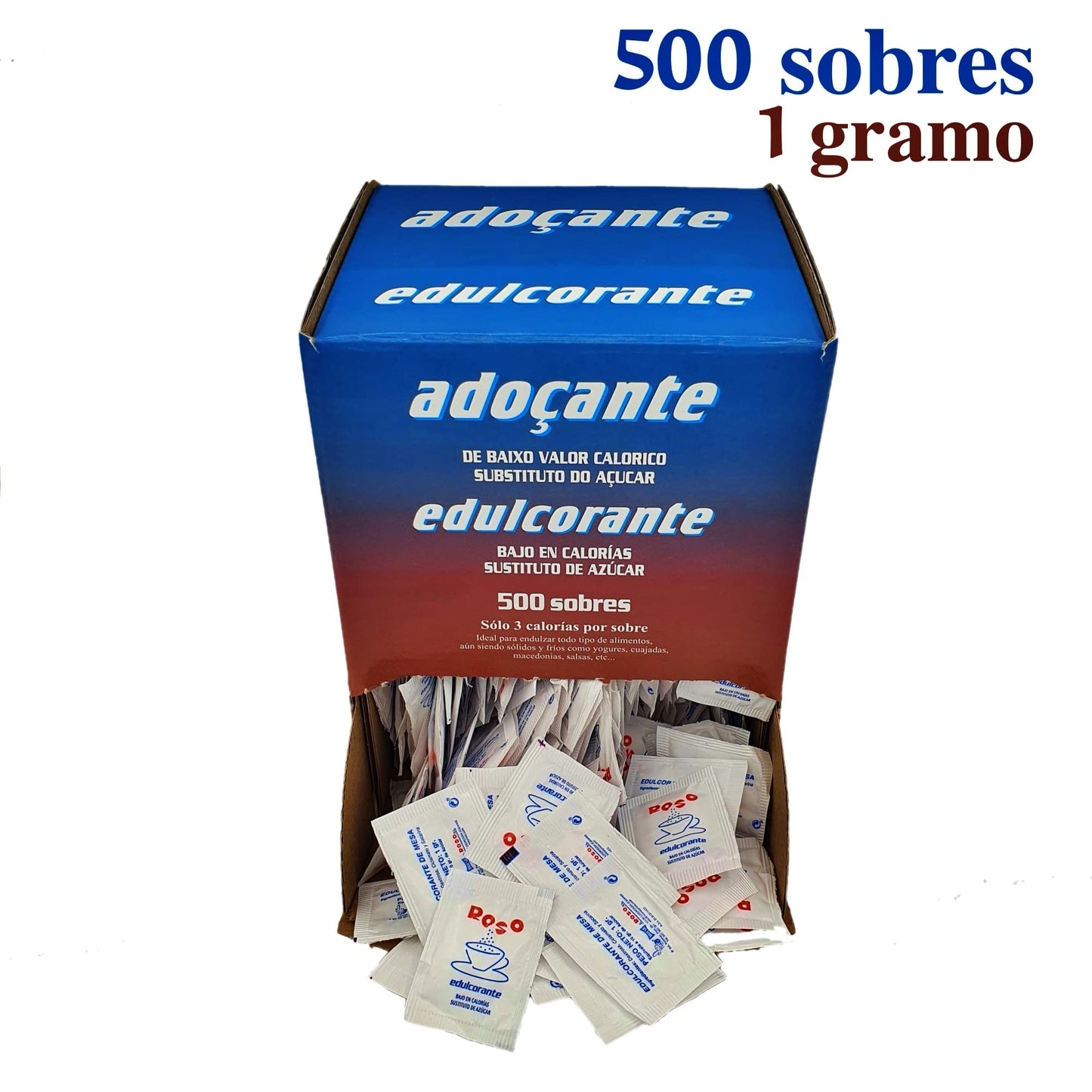 Edulcorante Sacarina 500 Sobres Individuales de 1 Gramo - Edulcorante de Mesa - Sacarina en Sobres - Apto para Diabéticos y Veganos - Sin Gluten - Edulcorante Granulado