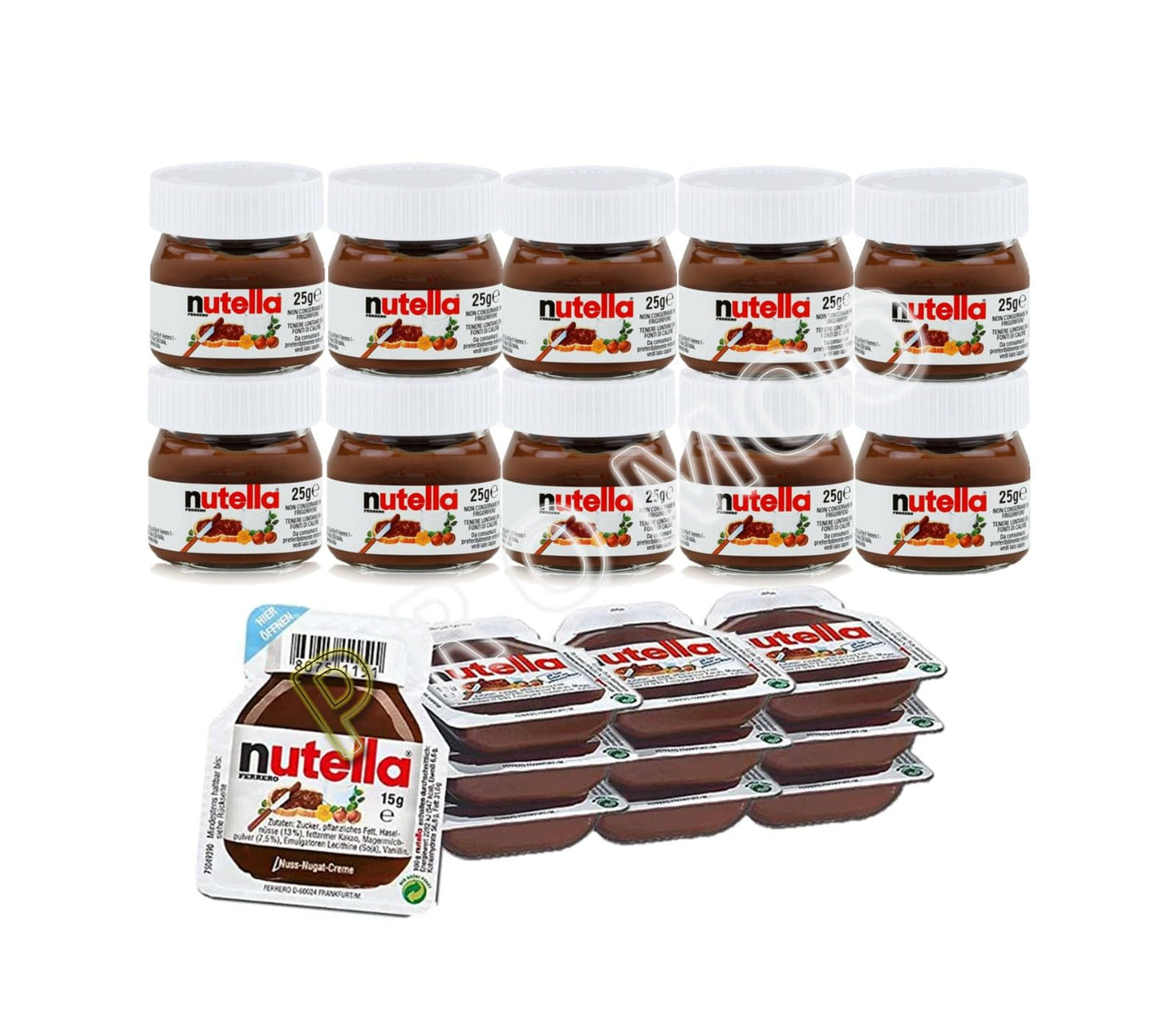 Ferrero - Nutella crema de cacao y avellanas Pack 10 uds x 25 gr + 10 uds x 15 gr - Promoo