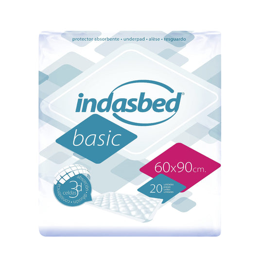 Indasbed Basic Protector Cama, 60 x 90 cm - Color Blanco, 20 Unidades (Paquete de 1)