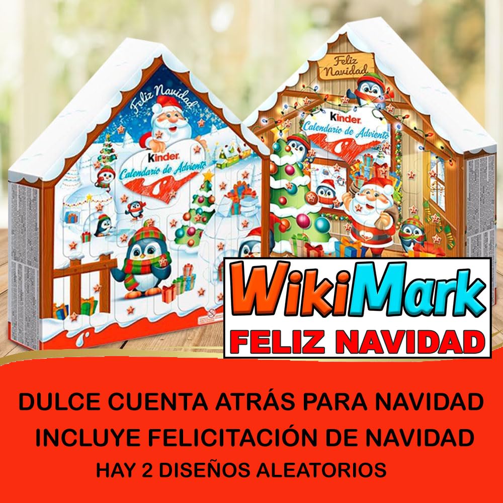 Calendario Adviento Kinder 2024 Casita, incluye Huevo Kinder Sorpresa, Chocolates Kinder y Felicitaci?n WikiMark. Surtido de Chocolates Kinder. 24 Chocolates Kinder para Cuenta Atr?s Navidad.