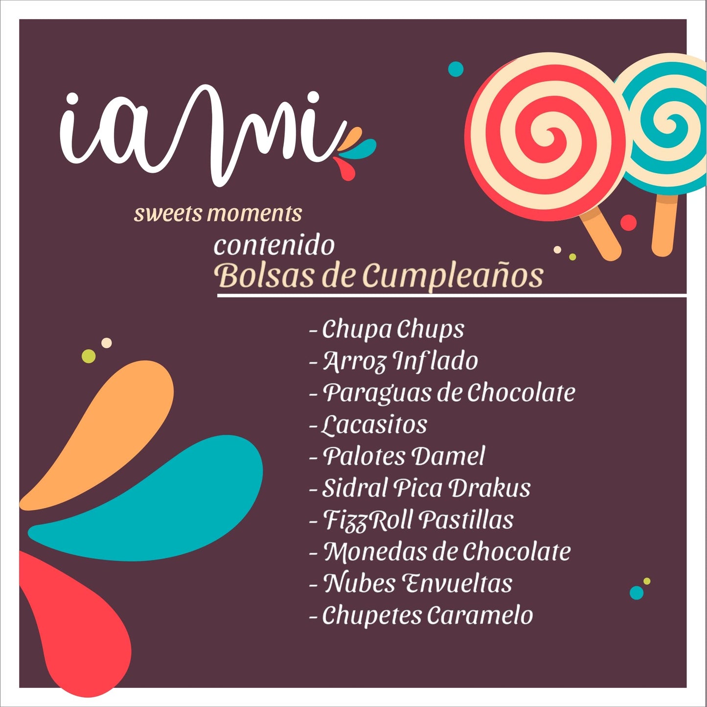 IAMI Bolsas Chuches. 12 Conos Rellenos de Golosinas. Cada Cucurucho lleva 10 Chuches Surtidas. Bolsas de Cumpleaéos Listas para Repartir