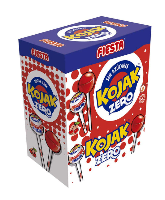 FIESTA Kojak Sin Az?car Caramelo con Palo Sabor Cereza - Caja de 70 unidades