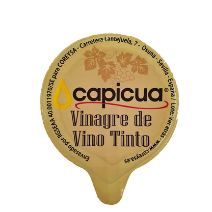 Vinagre Monodésis Caja de 250 unid 10 ml CAPICUA - Vinagre de Vino Tinto - Especial Hosteleréa y Cafeteréas. AntiDerrame - Fécil Apertura - Vinagre de Vino Tinto Formato Individual