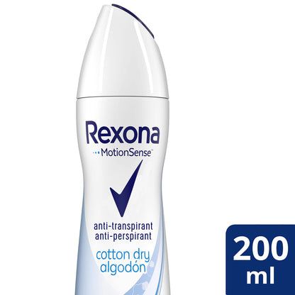 Rexona Desodorante Aerosol Antitranspirante para mujer Cotton Dry 200ml - Pack de 6