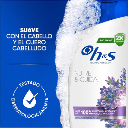 H&S Nutre y Cuida Champú Anticaspa para Uso Diario. Pack Ahorro 2 x 700 ml. Hasta 100% de Protección Anticaspa, Clínicamente Probado. Para Todo Tipo de Pelo y Cuero Cabelludo. Frescor y Limpieza