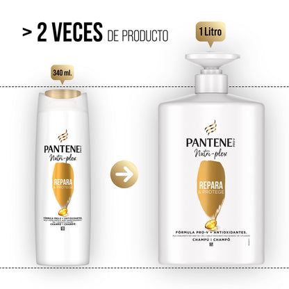 Pantene Champú Repara & Protege Nutri Pro-V, fórmula Pro-V + antioxidantes, para cabello débil y dañado, 340ML