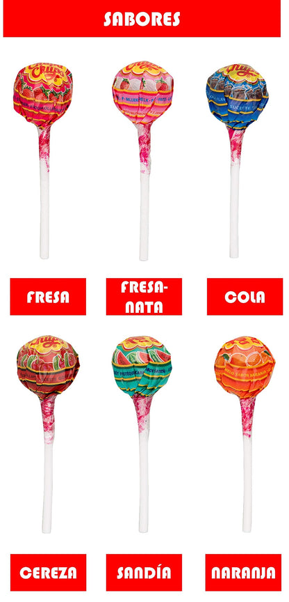 Chupa Chups Original, Caramelo con Palo de Sabores Variados, Tubo Icon Pack de 100 unidades de 12 gr. (Total 1.200 gr.), con azucar