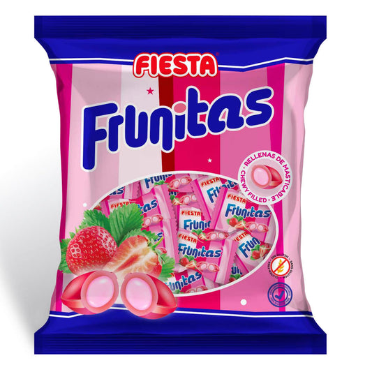 Frunitas Fresa FIESTA - Bolsa 270 Unids. - Caramelo Duro Relleno de Masticable Sabor Fresa - FRUNITAS