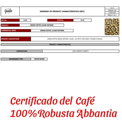 Cafe Natural en Grano Abbantia - 1 Kilo - Edicion Gourmet - 100% Cafe Robusta - Cafe Tueste Natural - Origen Vietnam