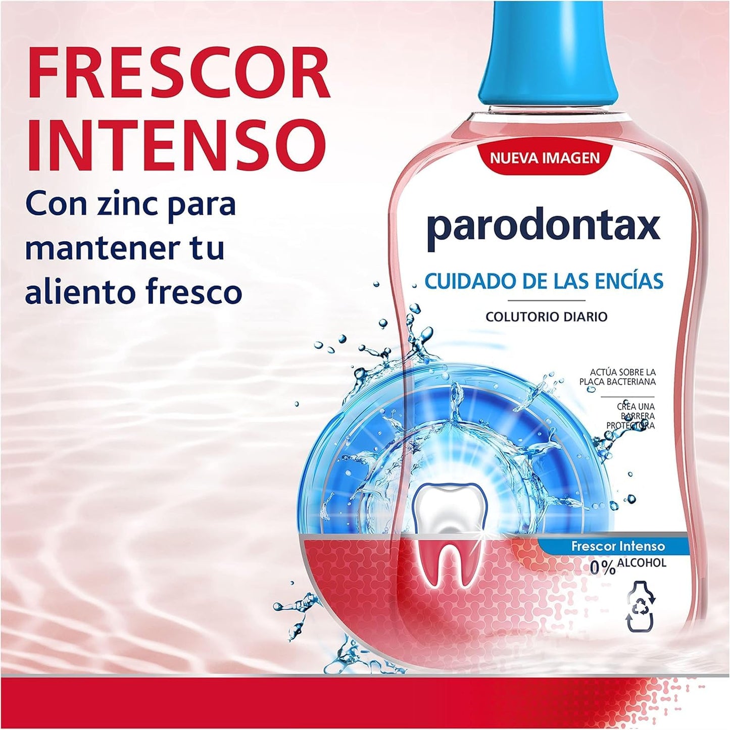 Parodontax Enjuague Bucal - Cuidado Diario de las Encías - Frescor Intenso - 0% Alcohol - PACK de 2 Botellas de 500 ml