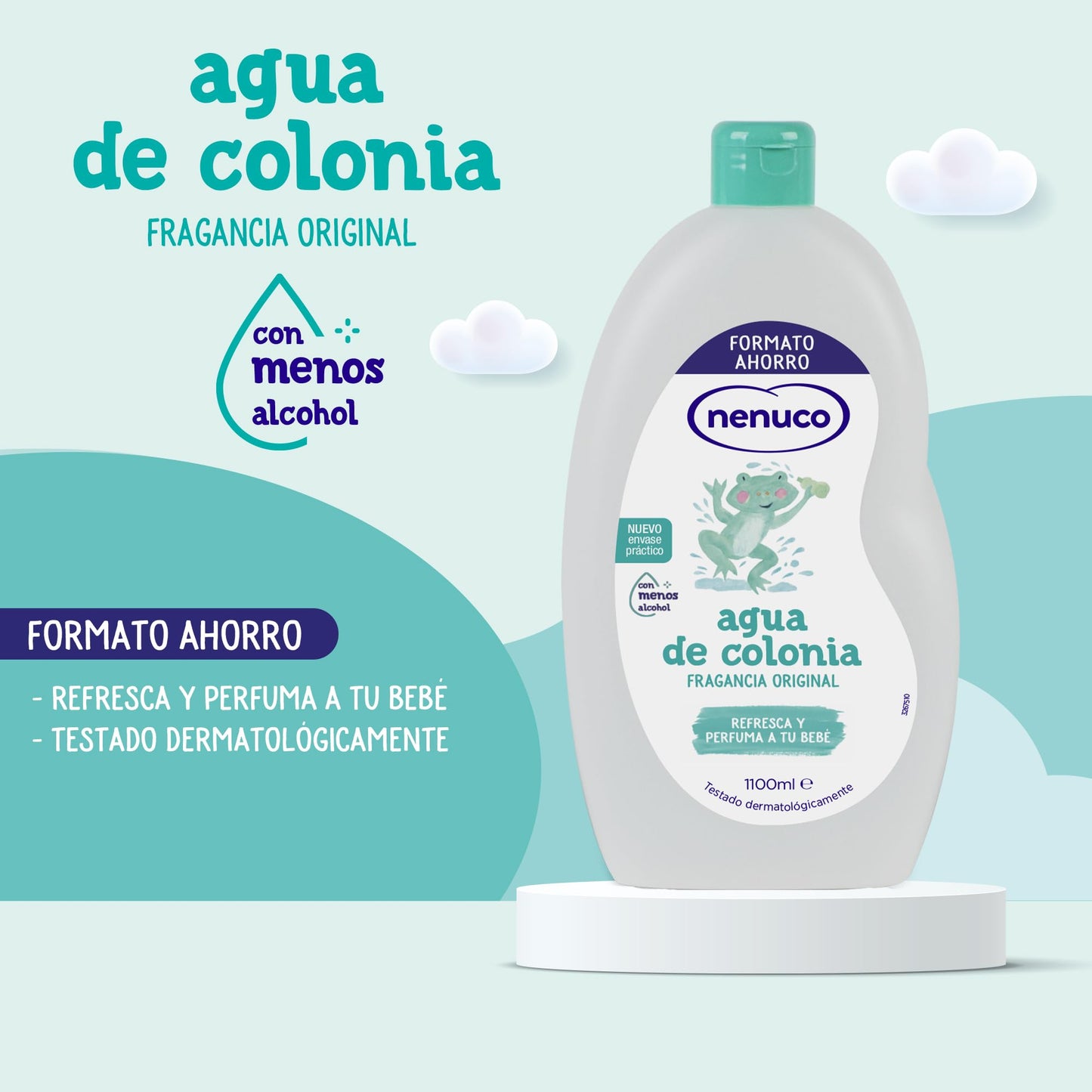 Nenuco Agua de Colonia, Fragancia Original, con Menos Alcohol, Formato Ahorro 1100 ml