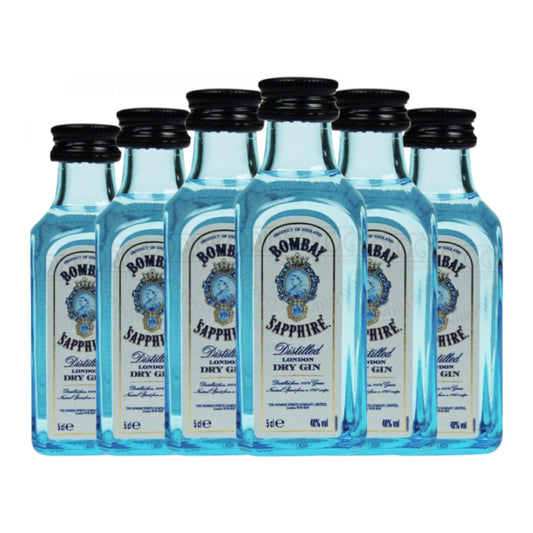 Ginebra Bombay Sapphire Botellín Miniatura 5 cl (Caja de 6 Botellín Miniatura de 5 cl)