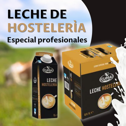 Leche Clesa SemiDesnatada Especial Hosteleria - 6 Bricks de 1 Litro - 100% Leche Gallega - Tapon Anti Goteo - 6 Litros Leche Hosteleria [CLESA]