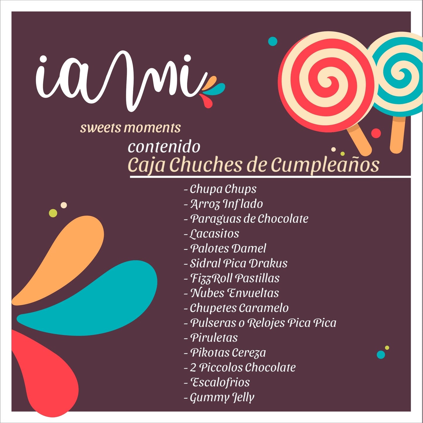 Caja Chuches para Cumpleaños. 10 Cajas Rellenas de Chuches y Golosinas. 16 Chuches Surtidas y Chocolatinas en Cada Cajita. Cajas de Cumpleaños Listas para Repartir [IAMI]