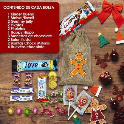 Bolsa de Lino con Chocolates de Navidad