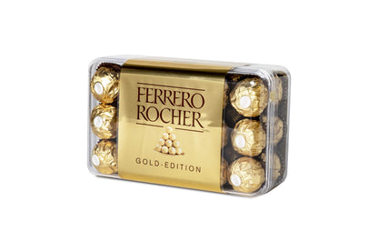 Ferrero Rocher Envoltorio Leche Chocolate y Avellana con Cremoso Relleno, 30-Piezas, 375 g.