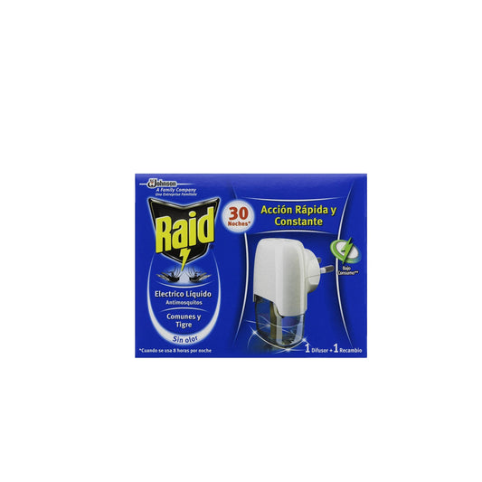 RAID - Insecticida Eléctrico Anti Mosquitos Aparato + Recambio Caja 1 Ud