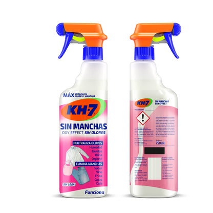 KH-7 Sin Manchas Sin Olores Oxy, Quitamanchas Prelavado para Ropa, Méxima Eficacia contra cualquier Mancha, Se aplica directo a la Mancha - Pulverizador 750ml, 2 unidades