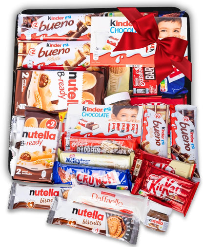 Bandeja Regalo Mega Pack de Chocolates Kinder Bueno - Nutella - Bombones Rafaello - Nestle. +15 Unid. Caja Bandeja Original [IAMI]