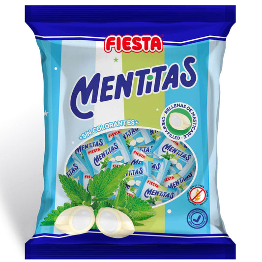 Mentitas Menta FIESTA - Bolsa 270 Unids. - Caramelo Duro Relleno de Masticable Sabor Menta - MENTITAS