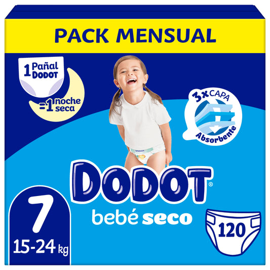 Dodot Pañales Bebé Seco, Pañales con Protecciónn Antifugas, Pack Mensual