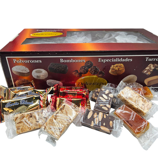 Mini Turron en Porciones Surtidos - Calidad Extra - 3 Kilos - Turrón Duro/Blando/Chocolate Almendra/Chocolate Crujiente