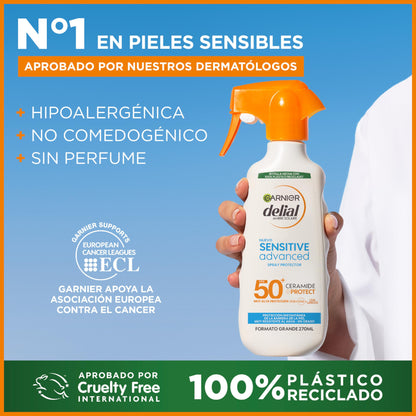 GARNIER DELIAL Sensitive Advanced - Leche Solar para Pieles Claras, Sensibles e Intolerantes al Sol, IP50+, Multicolor - 300 ml