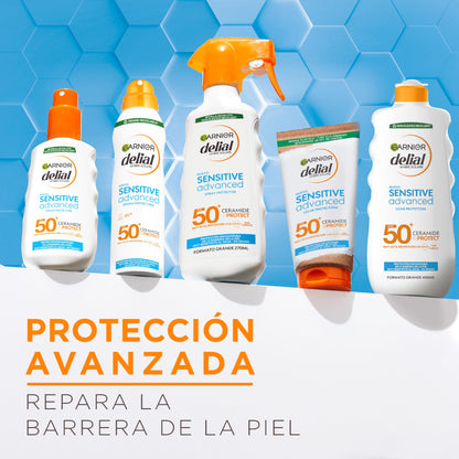 GARNIER DELIAL Sensitive Advanced - Leche Solar para Pieles Claras, Sensibles e Intolerantes al Sol, IP50+, Multicolor - 300 ml