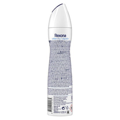 Rexona Desodorante Aerosol Antitranspirante para mujer Cotton Dry 200ml - Pack de 6