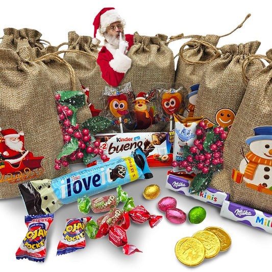 Bolsa de Lino con Chocolates de Navidad