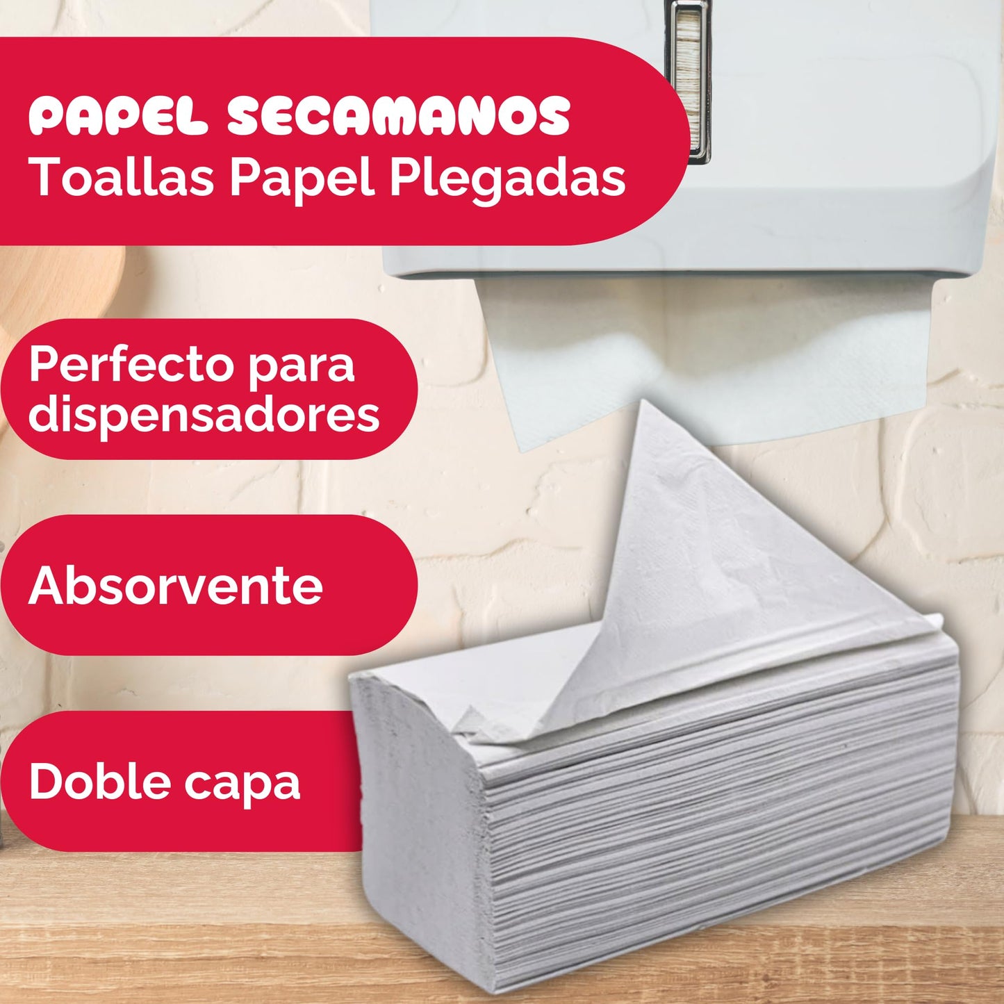 Papel Secamanos Zig Zag - 3000 Unidades - Toallas Papel Plegadas Doble Capa - 20 Paquetes x 150 Unidades - Desechables - Toallas para Dispensador