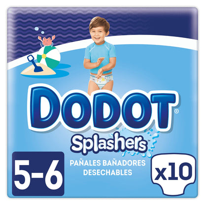 Dodot Splashers Pañales Bañadores Desechables, No se Hinchan y Fácil de Quitar, Talla 5, 14+ kg - 10 Unidades