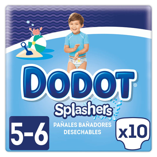 Dodot Splashers Pañales Bañadores Desechables, No se Hinchan y Fácil de Quitar, Talla 5, 14+ kg - 10 Unidades