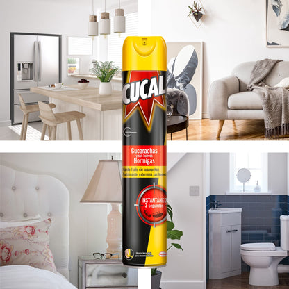 Cucal Insecticida Aerosol Instant contra Cucarachas, Hormigas y sus nidos 750ml, insecticida para insectos rastreros eficaz en 3 segundos