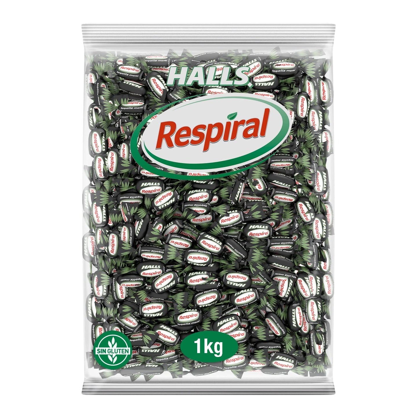 Halls Respiral Caramelos Duros Refrescantes Sabor Regaliz y Mentol Sin Gluten - Bolsa Grande 1kg